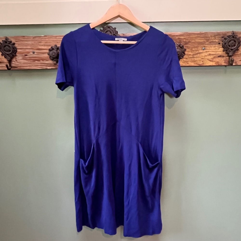 COS Royal Blue Short Sleeve T-Shirt Dress with Pockets Small Minimalist Dress